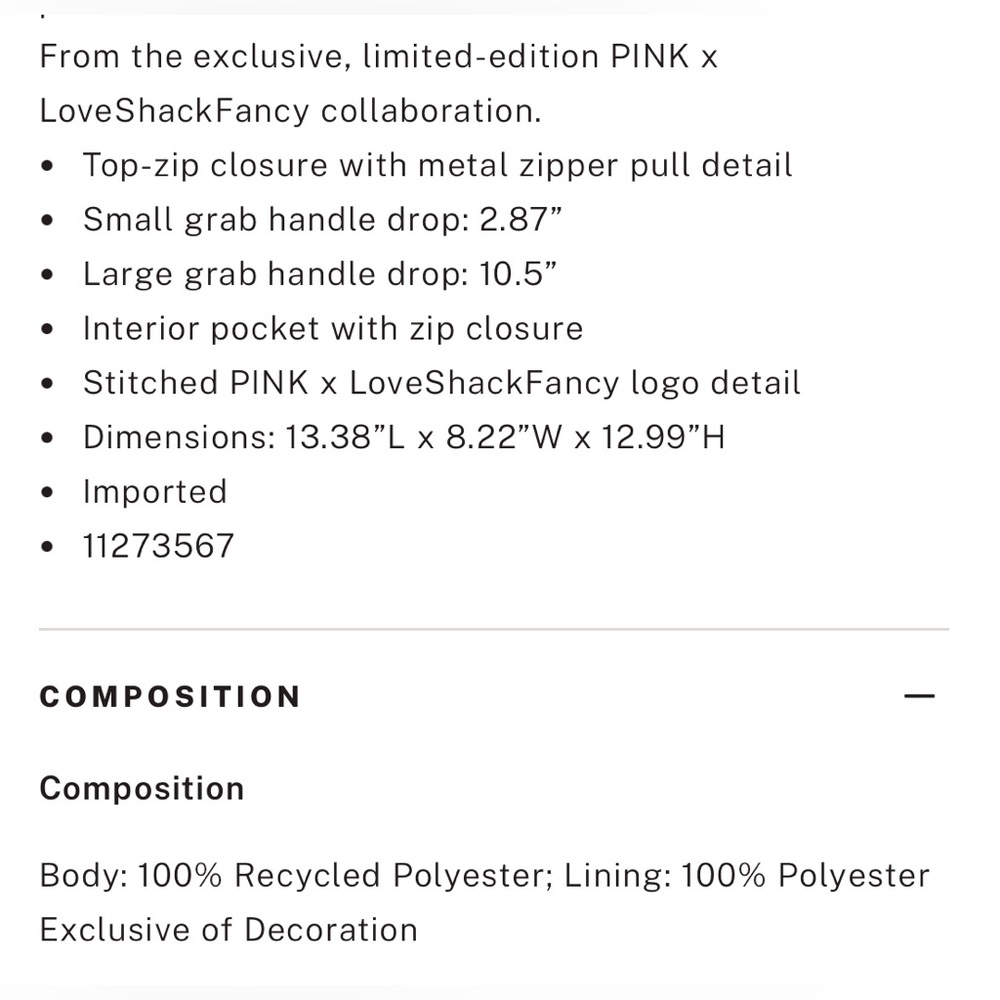 PINK x LoveShackFancy Tote Bag - Picture 5 of 16